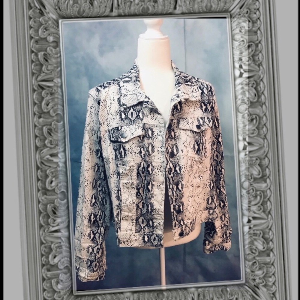 d. Jeans snake print jacket (NWOT)